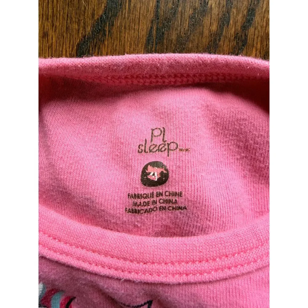 Petit Lem Girls Pink Feather Print Pajama Set Size 4